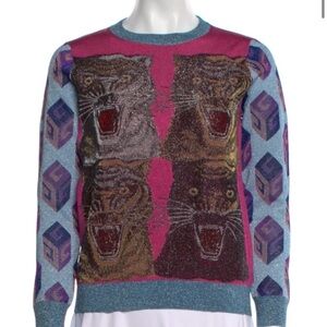 Gucci Tiger metallic knit top sweater xs